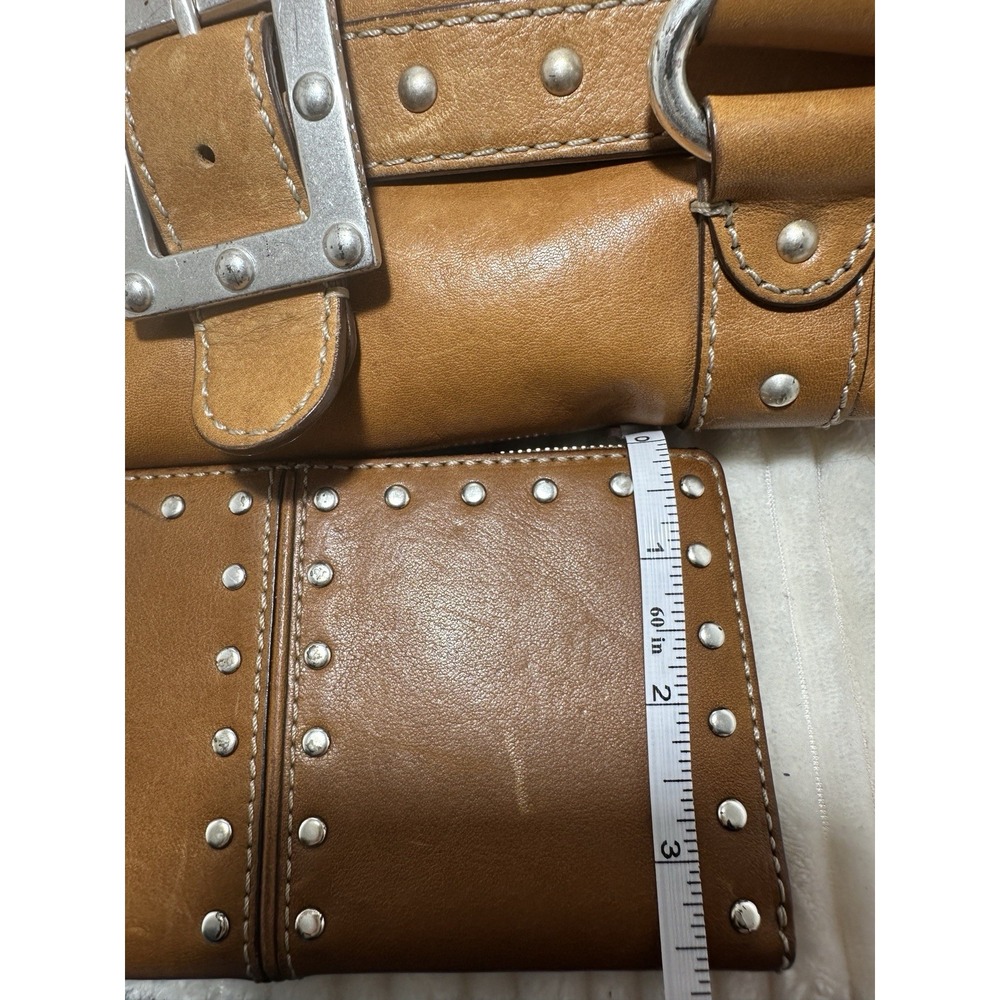 Michael Kors Vintage Astor Leather Purse & Wallet set Caramel Colored w. Silver - Picture 9 of 12